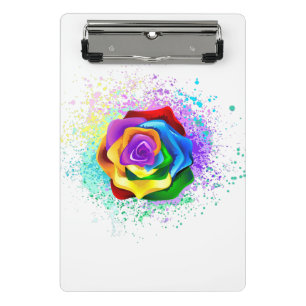 Farbige Regenbogenrose Mini Klemmbrett