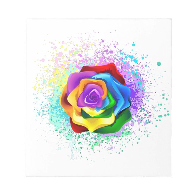 Farbige Regenbogenrose Notizblock (Vorderseite)