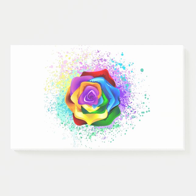 Farbige Regenbogenrose Post-it Klebezettel (Vorderseite)