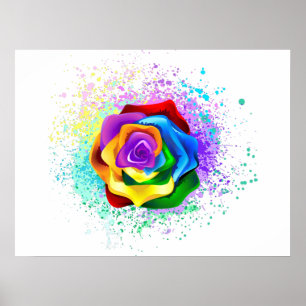 Farbige Regenbogenrose Poster