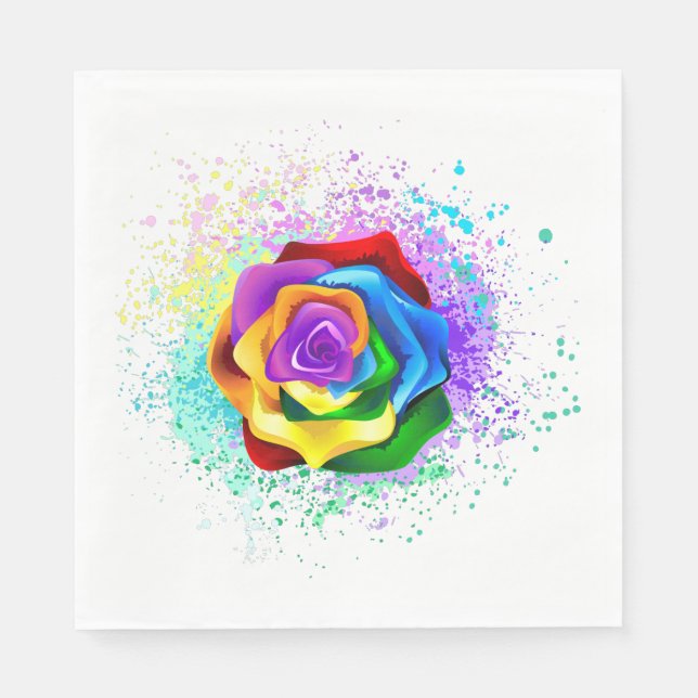 Farbige Regenbogenrose Serviette (Vorderseite)