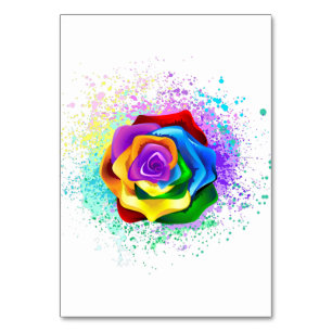 Farbige Regenbogenrose Tischnummer