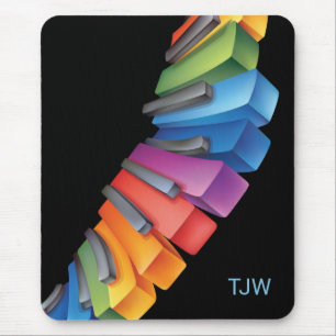 Farbige RegenbogenTastatur mit Monogramm Mousepad