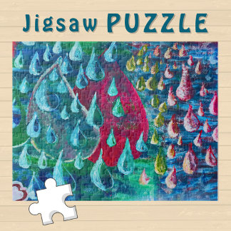 Farbige Regentropfen-Malerei auf einer Graffiti-Wa Puzzle