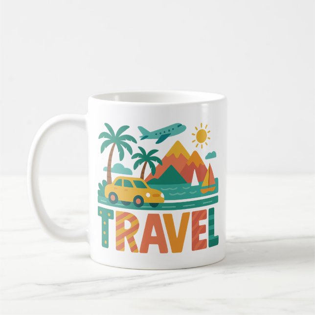 Farbige Reise-Urlaubs-Abenteuer Kaffeetasse (Links)