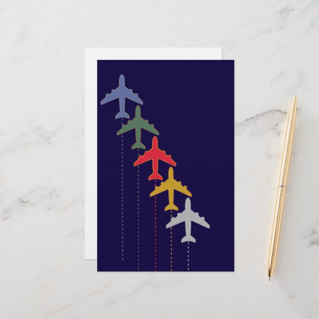 farbige Reiseflugzeuge Briefpapier (Vorderseite/Rückseite Beispiel)