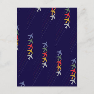 farbige Reiseflugzeuge Postkarte