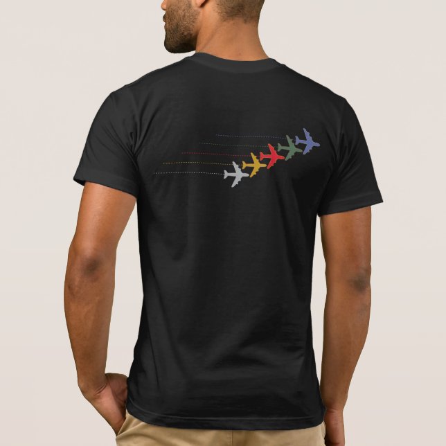 farbige Reiseflugzeuge T-Shirt (Rückseite)