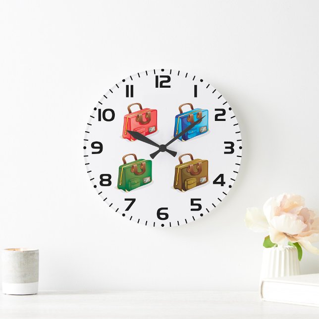 Farbige Reisekoffer-Kollektion Große Wanduhr (Von Creator hochgeladen)