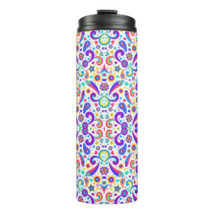 Farbige Reisetasche mit lebendigen Thermosbecher