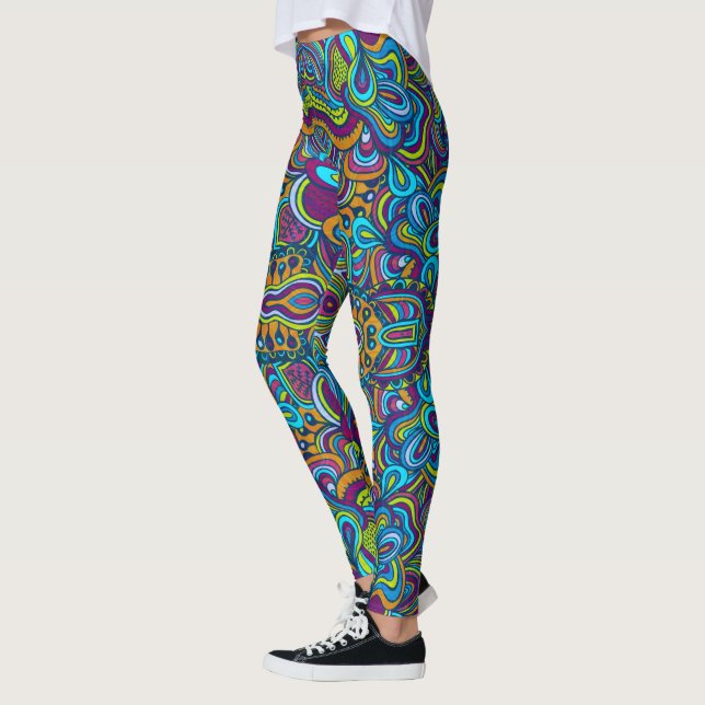 Farbige Retro-Abstrakte Wirbel Leggings (Links)