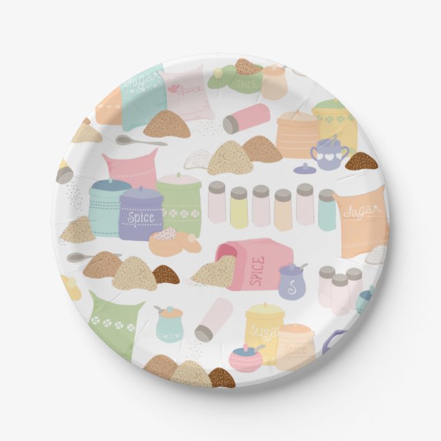 Farbige Retro-Backhilfsmittel Pappteller (Vorderseite)