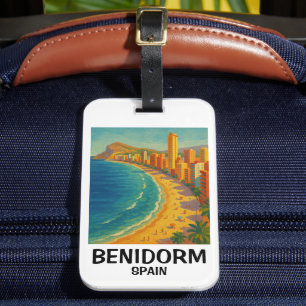 Farbige Retro Benidorm Spanien Costa Blanca Reise Gepäckanhänger