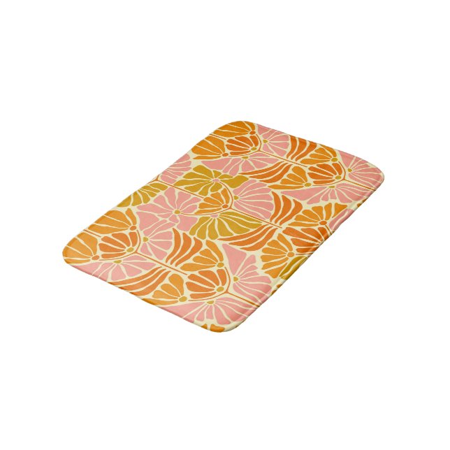 Farbige Retro-Blume Badematte (Schrägansicht)