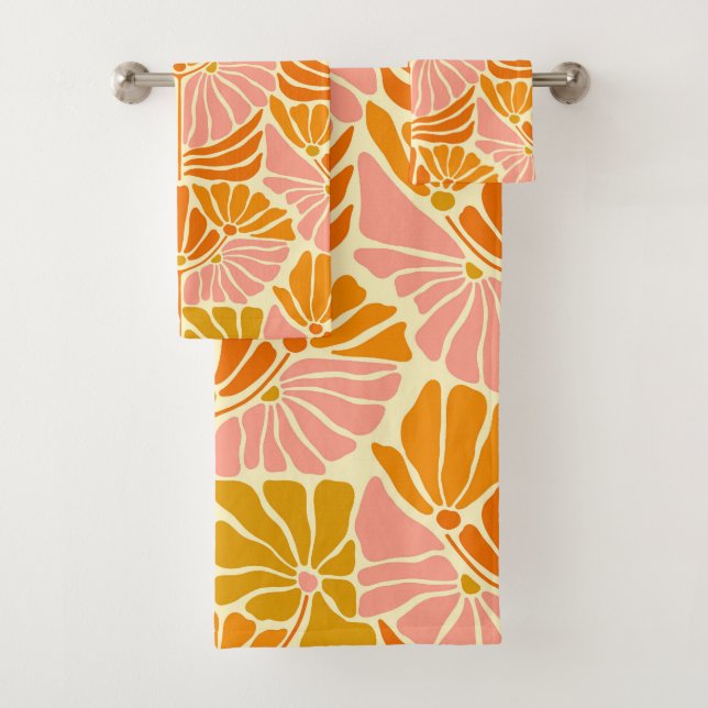 Farbige Retro-Blume Badhandtuch Set (Insitu)