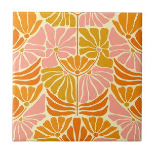 Farbige Retro-Blume Fliese