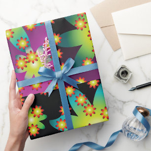 Farbige Retro-Blume Geschenkpapier