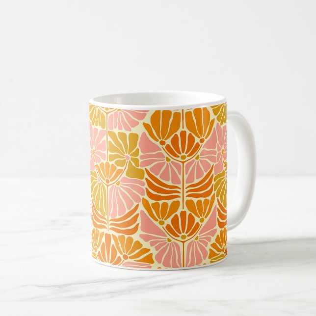Farbige Retro-Blume Kaffeetasse (VorderseiteRechts)