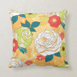 Farbige Retro-Blume Kissen