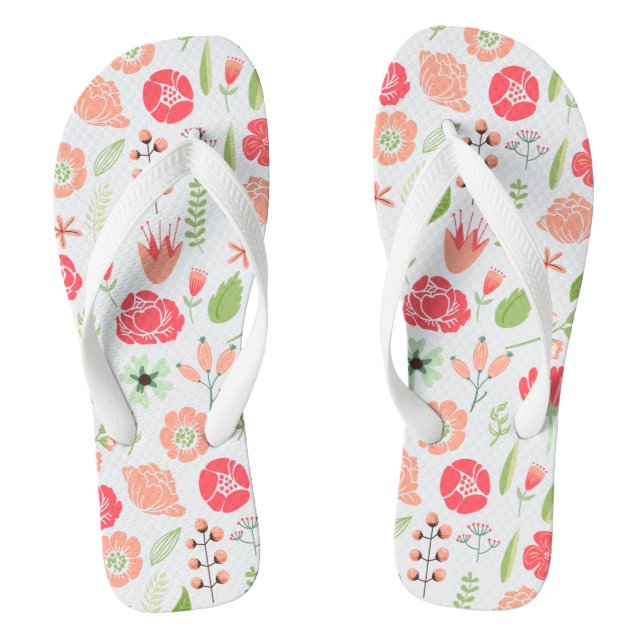 Farbige Retro-Blume Muster 2 Flip Flops (Fußbett)