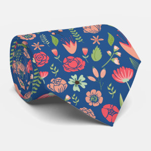 Farbige Retro-Blume Muster 2 Krawatte