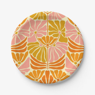 Farbige Retro-Blume Pappteller