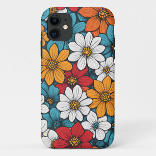 Farbige Retro-Blume Rot-Gelb-Orange Case-Mate iPhone Hülle