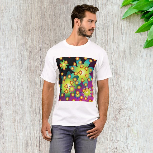 Farbige Retro-Blume T-Shirt (Von Creator hochgeladen)