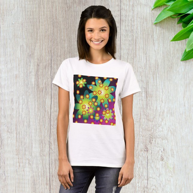Farbige Retro-Blume T-Shirt (Von Creator hochgeladen)