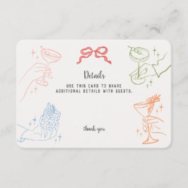 Farbige Retro Cocktail Party Details Beilage Begleitkarte