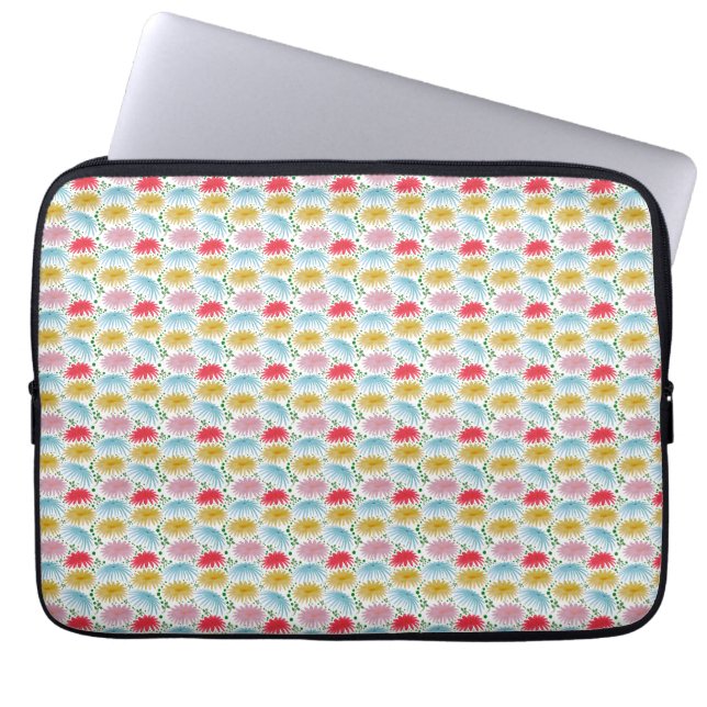 Farbige Retro-Daisy-Blumenmuster-Whimsical  Laptopschutzhülle (Vorderseite)