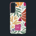 Farbige Retro-Floral-Boho Samsung Galaxy Hülle<br><div class="desc">Monogram farbenfrohe Retro Floral Boho Samsung Galaxy S22  Case. Perfekt als maßgeschneidertes Geschenk an ein Mädchen,  eine Tochter,  einen Freund oder einen Offizier.</div>