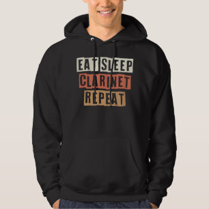 Farbige Retro Funny essen Sleep Klarinette Wiederh Hoodie