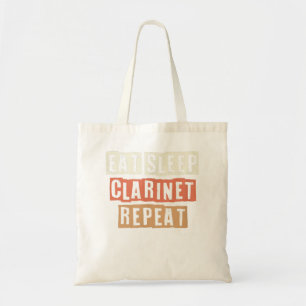 Farbige Retro Funny essen Sleep Klarinette Wiederh Tragetasche