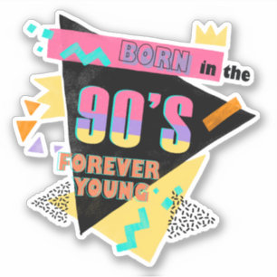 Farbige Retro Geboren in den 90ern Für immer jung Aufkleber