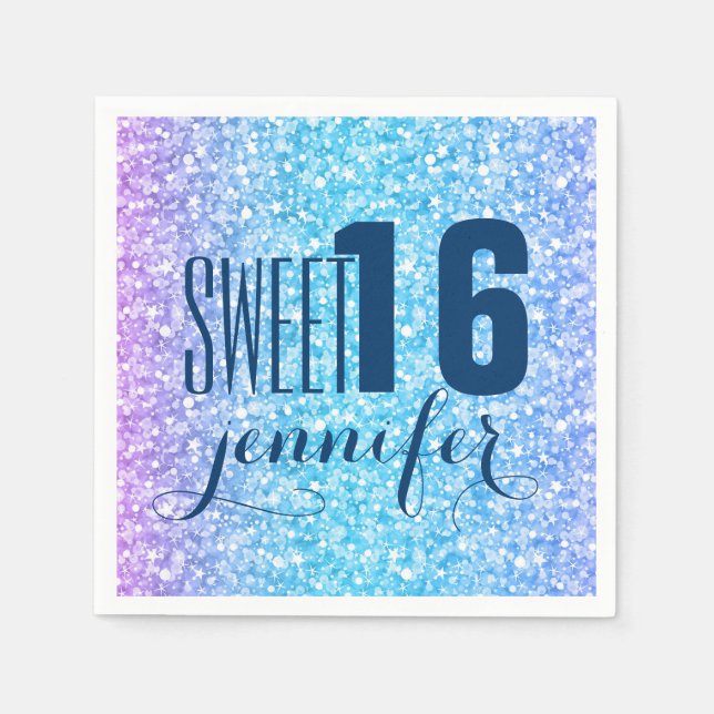 Farbige Retro-Glitzer und Glitzern Serviette (Vorderseite)