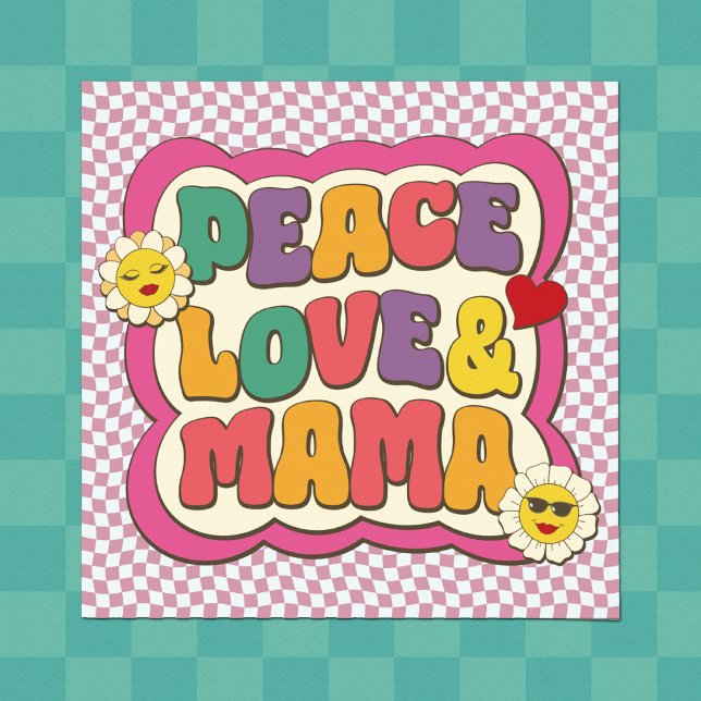 Farbige Retro Groovy Mama Zitat Typografie Hippie Poster (Von Creator hochgeladen)