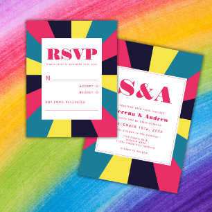 Farbige Retro-Groovy-Psychedelische-Abstrakte RSVP Karte