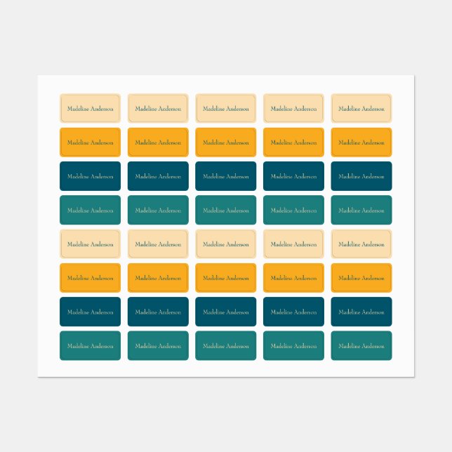 Farbige Retro-Kids-Namensschilder für Kleidung Etiketten (Blatt)