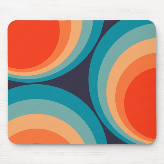 Farbige Retro-Kreismuster Mousepad (Vorne)