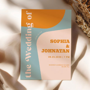 Farbige retro-kühne Typografie-Hochzeit Einladung