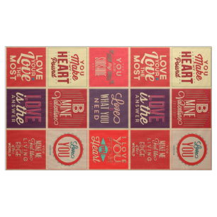 Farbige Retro-Liebe-Quotes Quilmuster Stoff