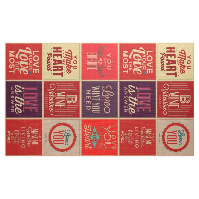 Farbige Retro-Liebe-Quotes Quilmuster Stoff (Yard (91,4 cm))