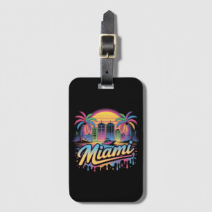 Farbige Retro-Miami-Vaporwave-Reisekunst Gepäckanhänger