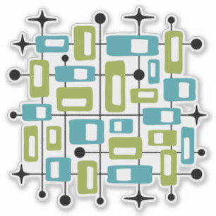 Farbige Retro-Mitte-des-Jahrhunderts-Moderne-Atom- Aufkleber