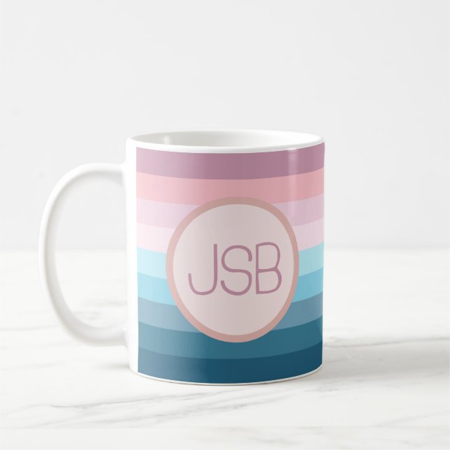 Farbige Retro-Monogramm-Tasse Kaffeetasse (Links)