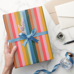 Farbige Retro Multicolor Spielerei Streifen Geomet Geschenkpapier
