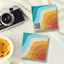 Farbige Retro-Regenbogen-Abstrakte Waagen QR-Code Quadratische Visitenkarte