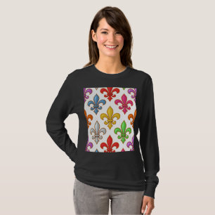 Farbige Retro-Regenbogen-Blumen-Design Schwarz T-Shirt