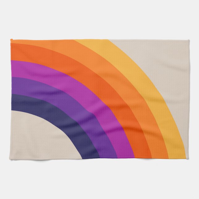 Farbige Retro-Regenbogenkunst Geschirrtuch (Horizontal)